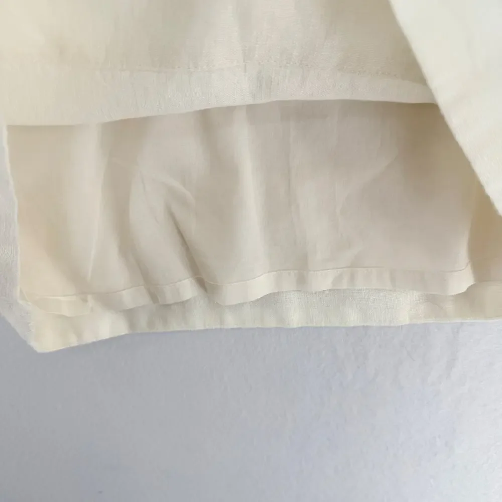 Banana Republic Off White 100% Linen Wide Leg Cropped Pants Fully Lined Size XL